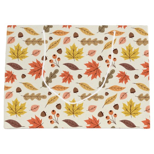 Kleurrijk Herfstblad Herfst Patroon Groot Cadeauzakje (Voorkant)