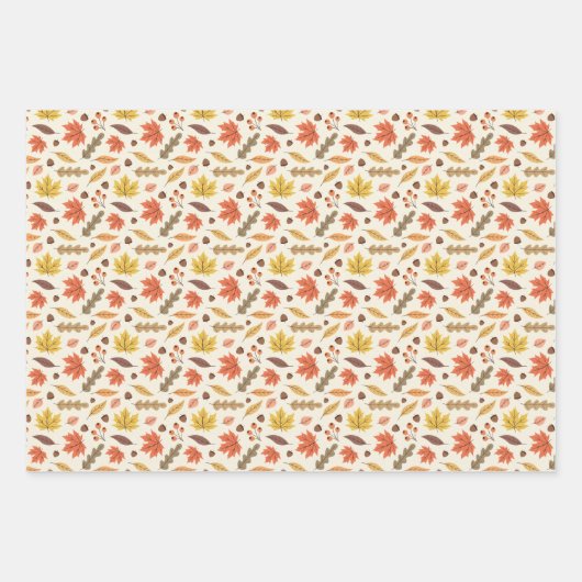 Kleurrijk Herfstblad Herfst Patroon Inpakpapier Vel (Voorkant 3)