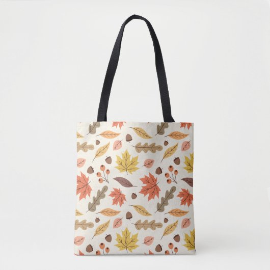 Kleurrijk Herfstblad Herfst Patroon Tote Bag (Voorkant)