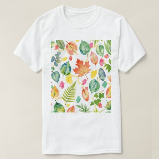 Kleurrijk Herfstblad Patroon T-shirt (Design voorkant)