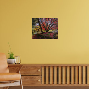 Kleurrijk herfstbladeren en bomen landschap poster
