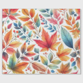 Kleurrijk herfstbladpatroon  cadeaupapier (Vlak)