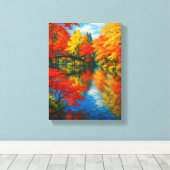 Kleurrijk herfstbruglandschap canvas afdruk (Insitu (Houten vloer))