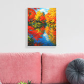 Kleurrijk herfstbruglandschap canvas afdruk (Insitu (Woonkamer))