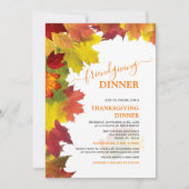 Kleurrijk herfstloof Bedankt Friendsgiving-diner Kaart (Voorkant)