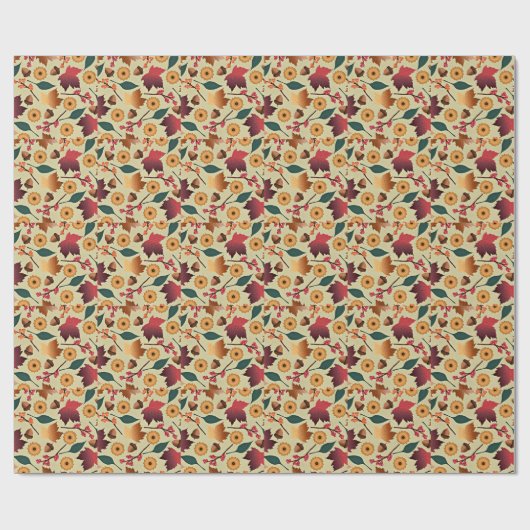 Kleurrijk herfstpatroon cadeaupapier (Vlak)