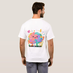 Kleurrijk Hersenen Karakter T-shirt, Mentale Gezon T-shirt