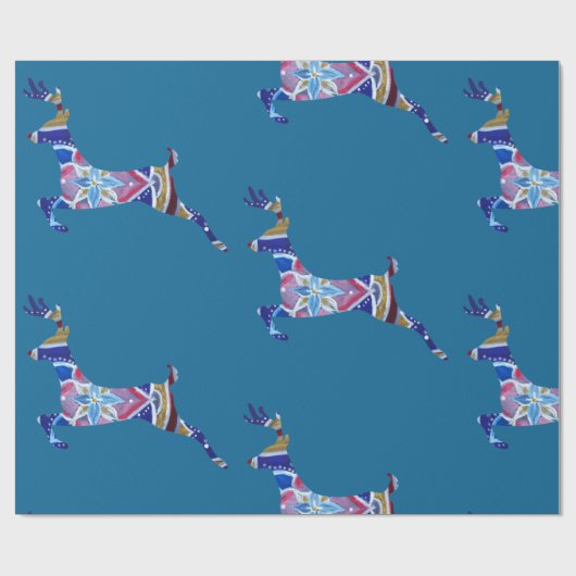 Kleurrijk herten glanzend inpakpapier, cadeaupapier (Vlak)