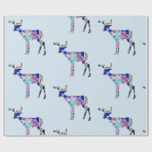 Kleurrijk herten glanzend inpakpapier, cadeaupapier (Vlak)