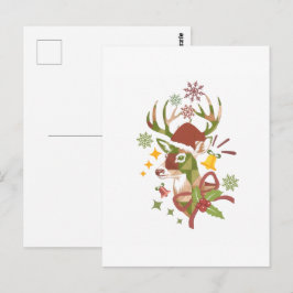 Kleurrijk hertenontwerp voor Kerstmis Briefkaart