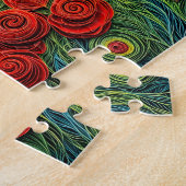 Kleurrijk heuvellandschap met klaprozenveld legpuzzel (Zijkant)