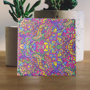Kleurrijk Hip Abstract Fantasie Doodlepatroon Tegeltje