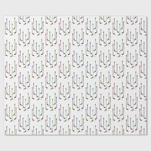 Kleurrijk hockey tikt op klein patroon cadeaupapier (Vlak)