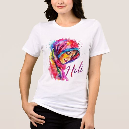 Kleurrijk Holi Dames T-shirt (Voorkant)