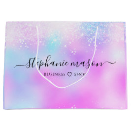 Kleurrijk holografisch glitter pastel meisjesachti groot cadeauzakje