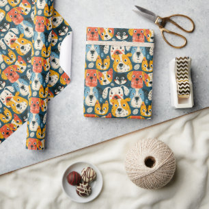 Kleurrijk Hond Patroon Cadeaupapier