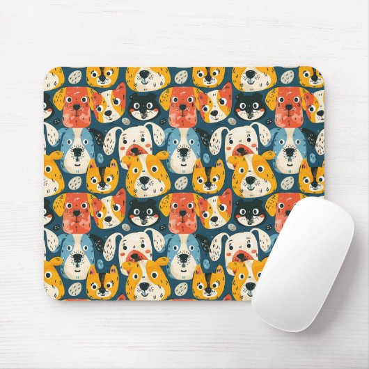 Kleurrijk Hond Patroon Muismat (Met muis)