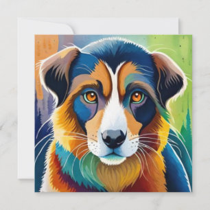 Kleurrijk honden gezicht close-up kaart