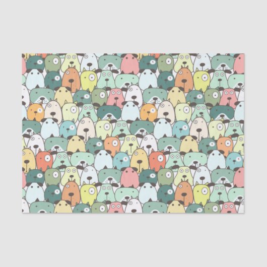 Kleurrijk hondenpatroon decoupagepapier tissuepapier (Voorkant)