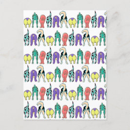 Kleurrijk hondenpeuken patroon briefkaart