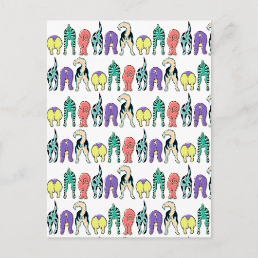 Kleurrijk hondenpeuken patroon briefkaart (Voorkant)