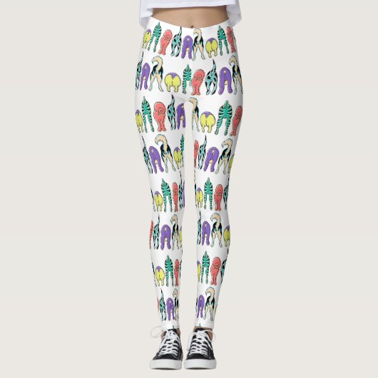 Kleurrijk hondenpeuken patroon leggings (Voorkant)