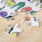 Kleurrijk hondenpeuken patroon legpuzzel (Zijkant)