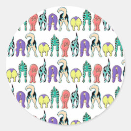 Kleurrijk hondenpeuken patroon ronde sticker