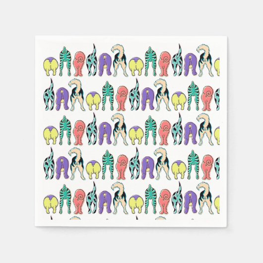 Kleurrijk hondenpeuken patroon servet (Voorkant)
