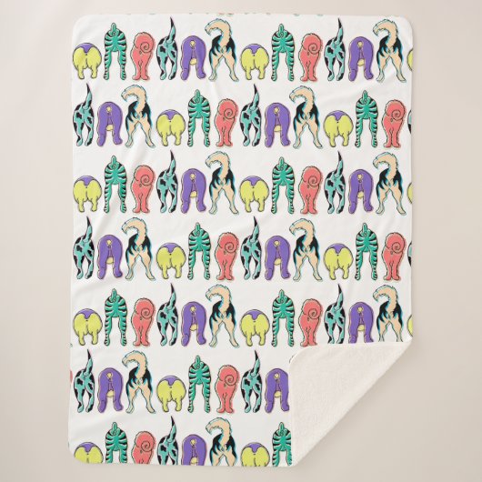 Kleurrijk hondenpeuken patroon sherpa deken (Voorkant)