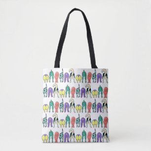 Kleurrijk hondenpeuken patroon tote bag