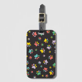 Kleurrijk hondenpoten patroon bagagelabel (Voorkant (verticaal))