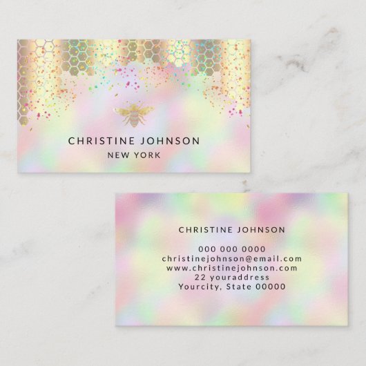 Kleurrijk honingbijenontwerp visitekaartje (Voorkant / Achterkant)