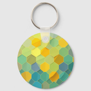Kleurrijk honingraat geometrisch patroon sleutelhanger