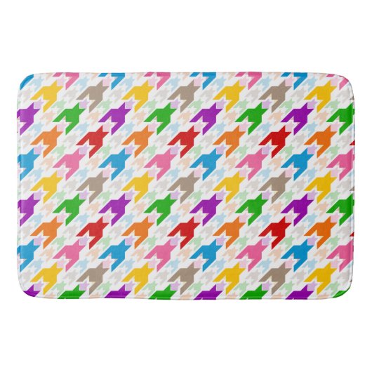 Kleurrijk Houndstooth Patroon Wit Badmat (Voorkant)