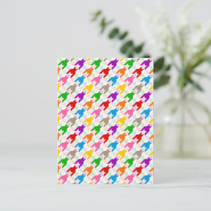 Kleurrijk Houndstooth Patroon Wit Briefkaart