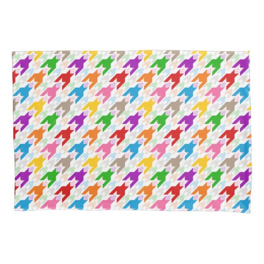 Kleurrijk Houndstooth Patroon Wit Kussensloop (Voorkant)