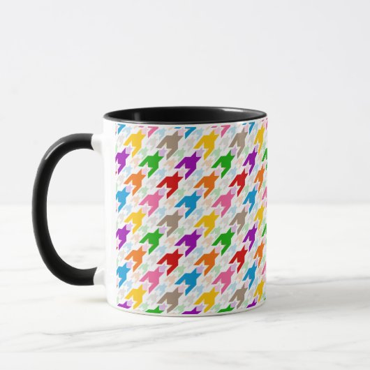 Kleurrijk Houndstooth Patroon Wit Mok (Links)