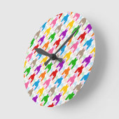 Kleurrijk Houndstooth Patroon Wit Ronde Klok (Hoek)
