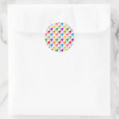 Kleurrijk Houndstooth Patroon Wit Ronde Sticker (Tas)