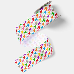 Kleurrijk Houndstooth Patroon Wit Satijnen Lint