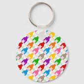 Kleurrijk Houndstooth Patroon Wit Sleutelhanger (Voorkant)