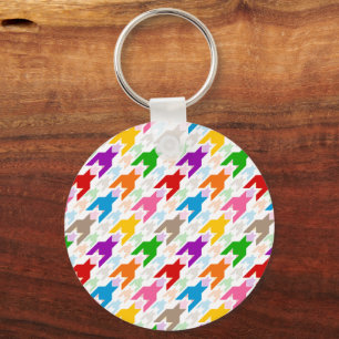 Kleurrijk Houndstooth Patroon Wit Sleutelhanger