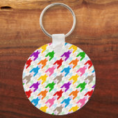 Kleurrijk Houndstooth Patroon Wit Sleutelhanger (Voorkant)