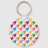 Kleurrijk Houndstooth Patroon Wit Sleutelhanger (Achterkant)