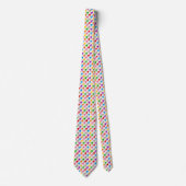 Kleurrijk Houndstooth Patroon Wit Stropdas (Voorkant)