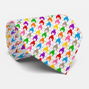Kleurrijk Houndstooth Patroon Wit Stropdas