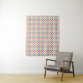 Kleurrijk Houndstooth Patroon Wit Wandkleed (In situ)