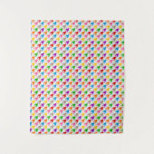 Kleurrijk Houndstooth Patroon Wit Wandkleed (Voorkant)