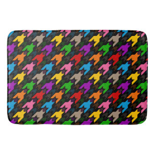 Kleurrijk Houndstooth Patroon Zwart Badmat